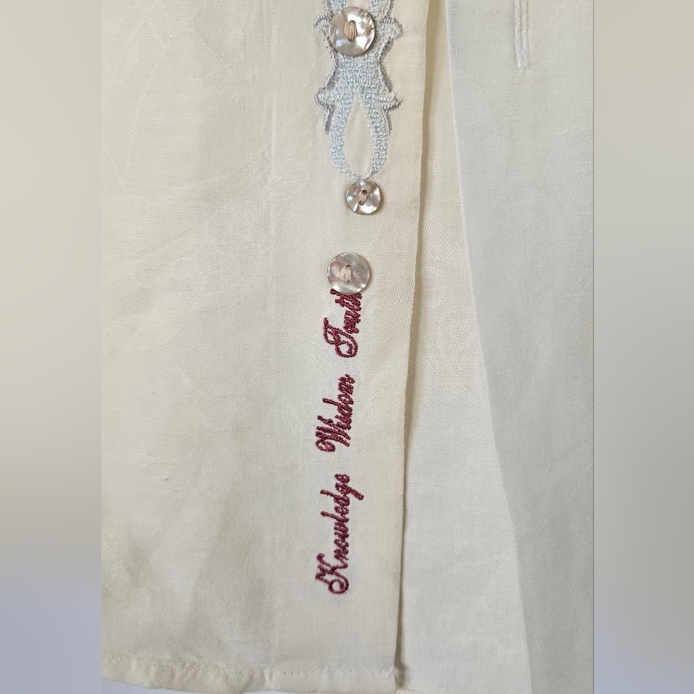 Robert Graham Mens‎ Off White Embroidered Cuff Button Down Shirt Size Large - Picture 4 of 13